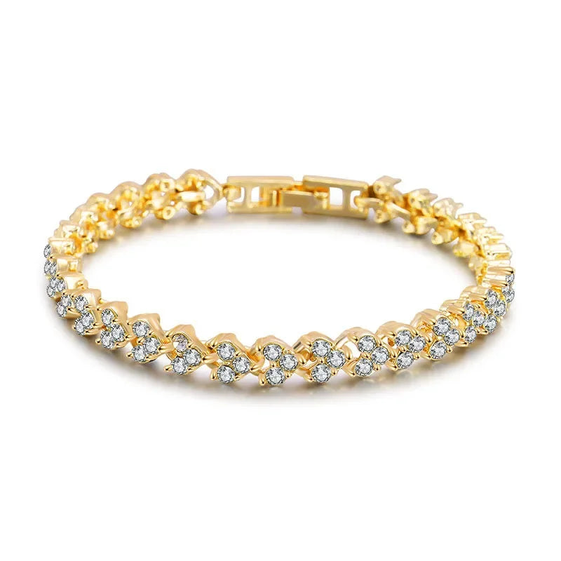 Braccialetto di cristallo romano di lusso per le donne braccialetti a catena a cuore di moda braccialetto di strass accessori per gioielli da sposa spedizione gratuita