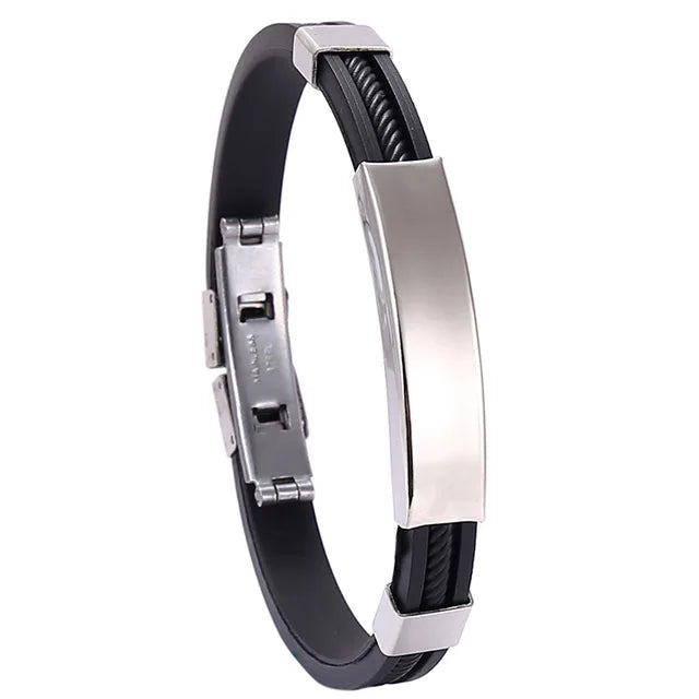 New Energy Bracelet for Men Stainless Steel Bracelet Titanium Steel Detox Silicone Linfhunclog Bracelet Women Weight Loss Jewelry