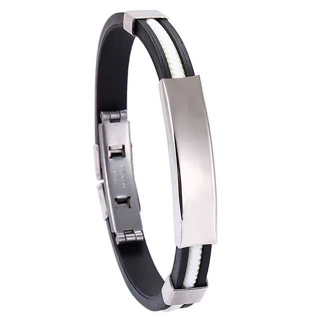 New Energy Bracelet for Men Stainless Steel Bracelet Titanium Steel Detox Silicone Linfhunclog Bracelet Women Weight Loss Jewelry