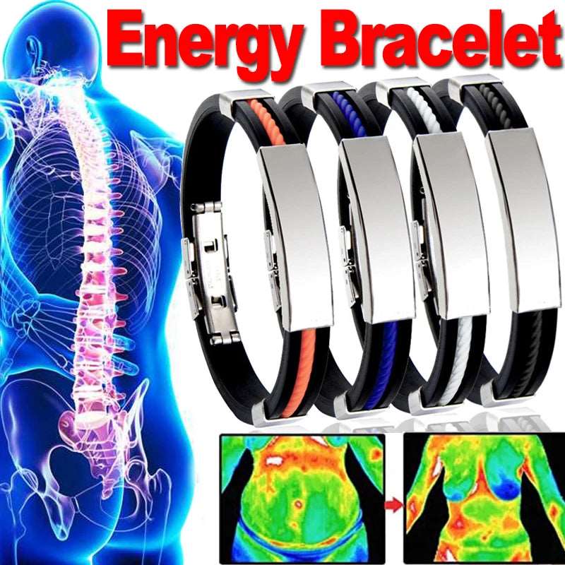 Braccialetto di nuova energia per uomo braccialetto in acciaio inossidabile acciaio al titanio Detox braccialetto di linfhunclog in Silicone gioielli per la perdita di peso delle donne