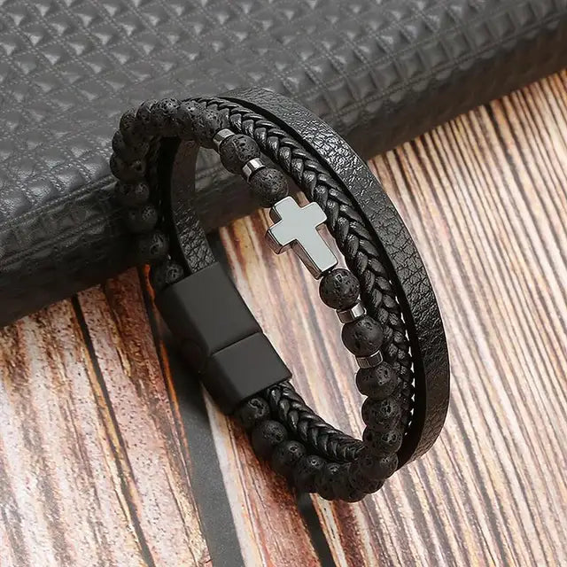 New Style Classic Men's Leather Bracelet Hand Woven Multilayer Combination Accessory Fashion Men Jewelry Wholesale Dropshipping