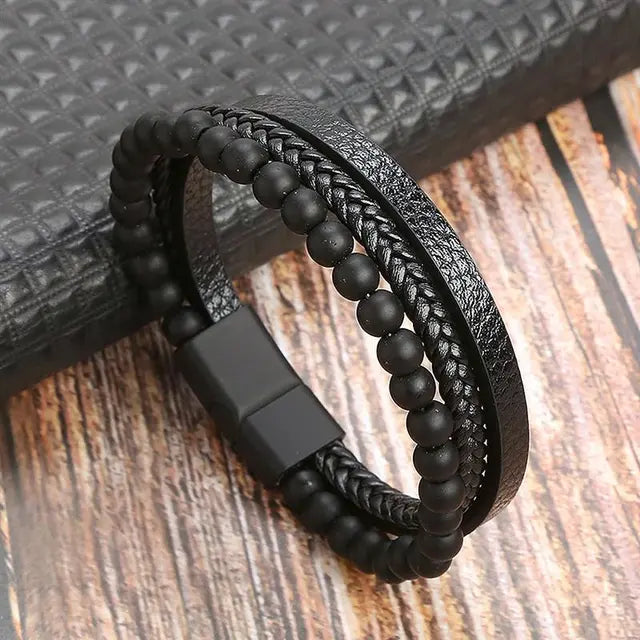 New Style Classic Men's Leather Bracelet Hand Woven Multilayer Combination Accessory Fashion Men Jewelry Wholesale Dropshipping