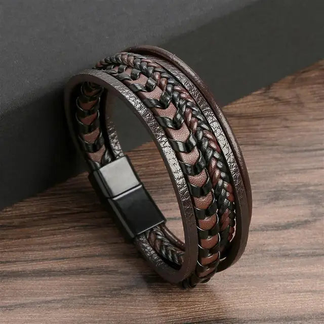 New Style Classic Men's Leather Bracelet Hand Woven Multilayer Combination Accessory Fashion Men Jewelry Wholesale Dropshipping