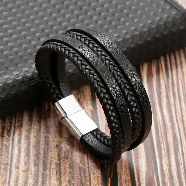 New Style Classic Men's Leather Bracelet Hand Woven Multilayer Combination Accessory Fashion Men Jewelry Wholesale Dropshipping