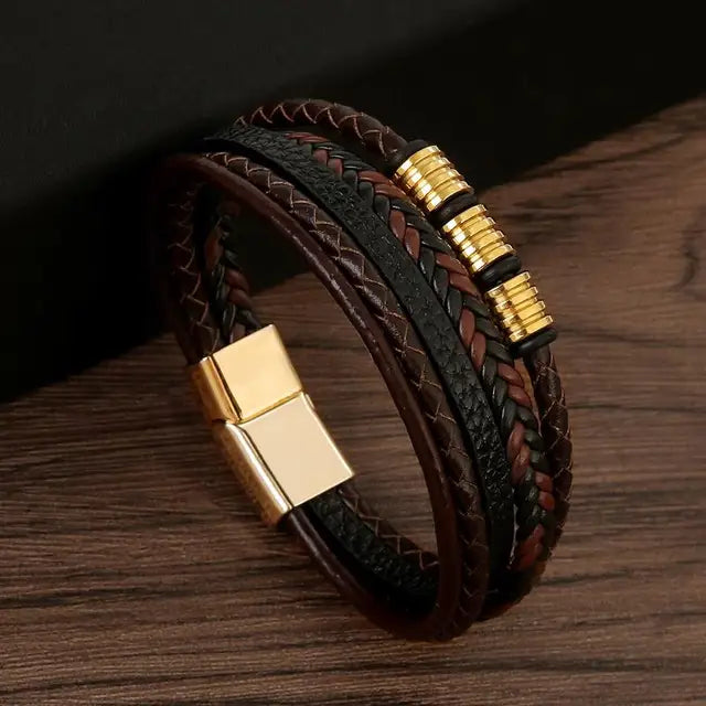 New Style Classic Men's Leather Bracelet Hand Woven Multilayer Combination Accessory Fashion Men Jewelry Wholesale Dropshipping