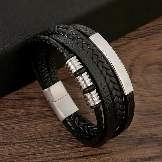 New Style Classic Men's Leather Bracelet Hand Woven Multilayer Combination Accessory Fashion Men Jewelry Wholesale Dropshipping