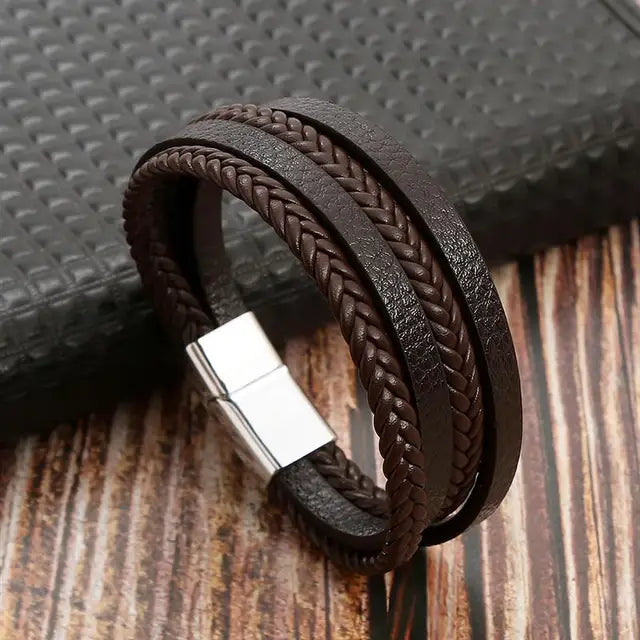 New Style Classic Men's Leather Bracelet Hand Woven Multilayer Combination Accessory Fashion Men Jewelry Wholesale Dropshipping