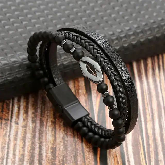 New Style Classic Men's Leather Bracelet Hand Woven Multilayer Combination Accessory Fashion Men Jewelry Wholesale Dropshipping