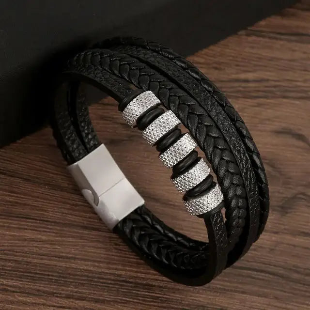 New Style Classic Men's Leather Bracelet Hand Woven Multilayer Combination Accessory Fashion Men Jewelry Wholesale Dropshipping