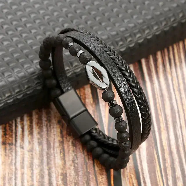 New Style Classic Men's Leather Bracelet Hand Woven Multilayer Combination Accessory Fashion Men Jewelry Wholesale Dropshipping