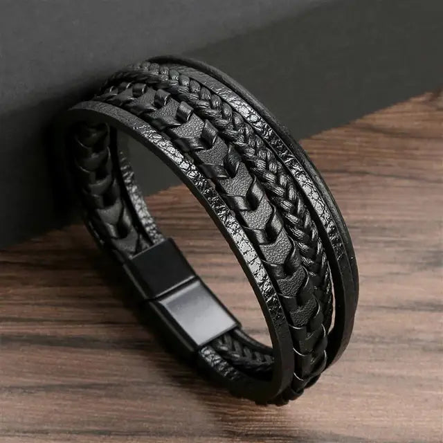 New Style Classic Men's Leather Bracelet Hand Woven Multilayer Combination Accessory Fashion Men Jewelry Wholesale Dropshipping