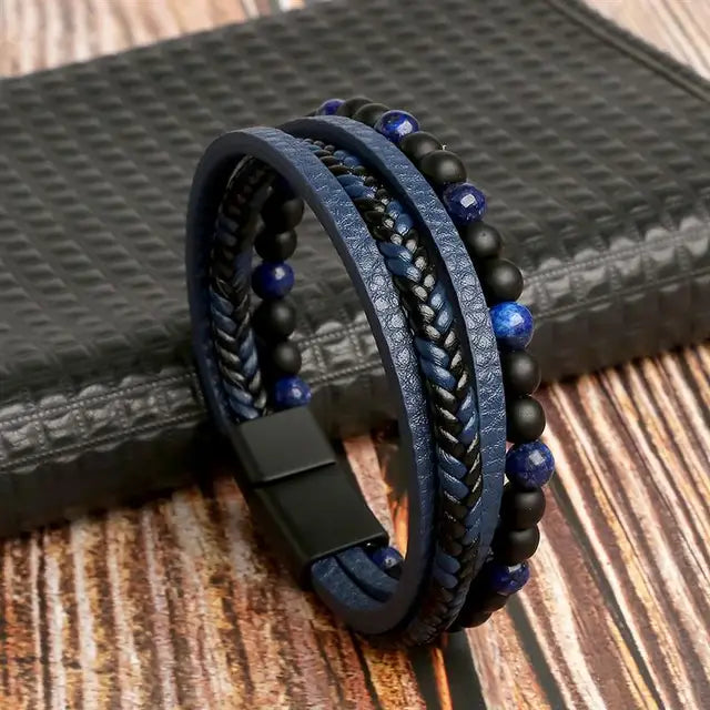 New Style Classic Men's Leather Bracelet Hand Woven Multilayer Combination Accessory Fashion Men Jewelry Wholesale Dropshipping