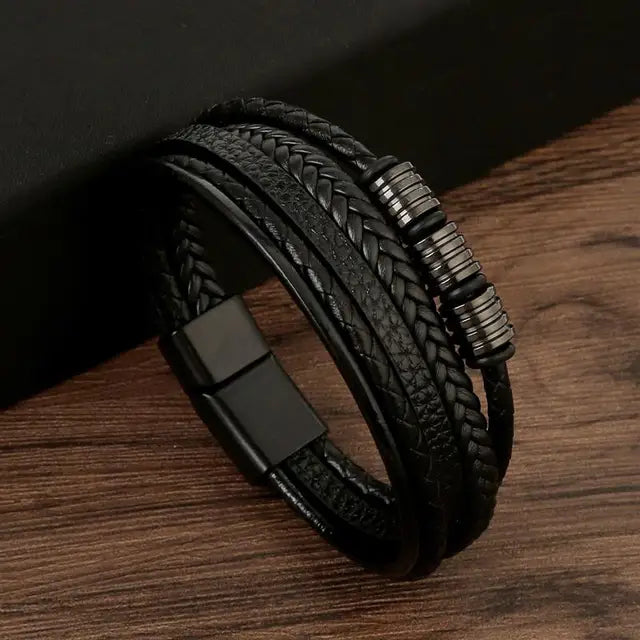 New Style Classic Men's Leather Bracelet Hand Woven Multilayer Combination Accessory Fashion Men Jewelry Wholesale Dropshipping