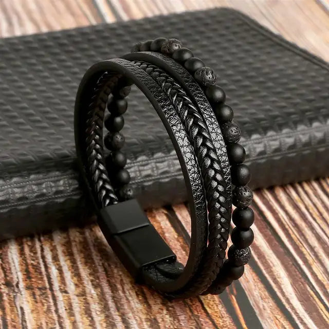 New Style Classic Men's Leather Bracelet Hand Woven Multilayer Combination Accessory Fashion Men Jewelry Wholesale Dropshipping