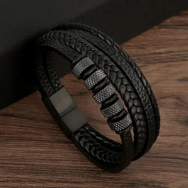 New Style Classic Men's Leather Bracelet Hand Woven Multilayer Combination Accessory Fashion Men Jewelry Wholesale Dropshipping