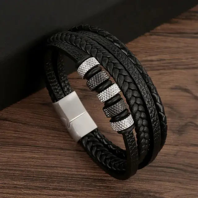 New Style Classic Men's Leather Bracelet Hand Woven Multilayer Combination Accessory Fashion Men Jewelry Wholesale Dropshipping