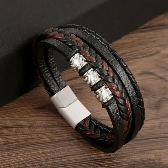 New Style Classic Men's Leather Bracelet Hand Woven Multilayer Combination Accessory Fashion Men Jewelry Wholesale Dropshipping