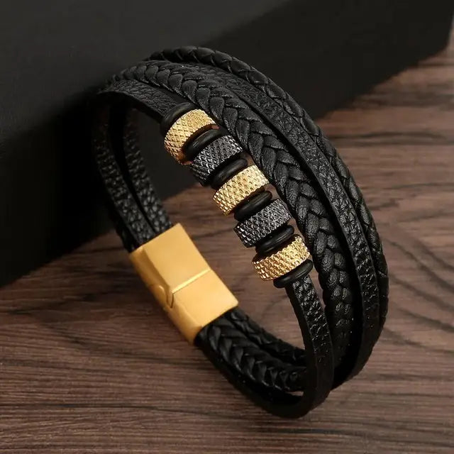 New Style Classic Men's Leather Bracelet Hand Woven Multilayer Combination Accessory Fashion Men Jewelry Wholesale Dropshipping