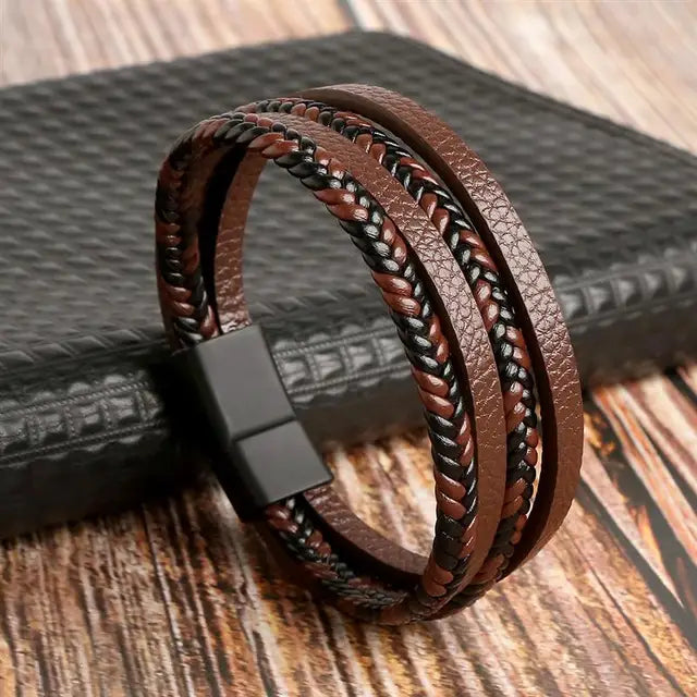 New Style Classic Men's Leather Bracelet Hand Woven Multilayer Combination Accessory Fashion Men Jewelry Wholesale Dropshipping