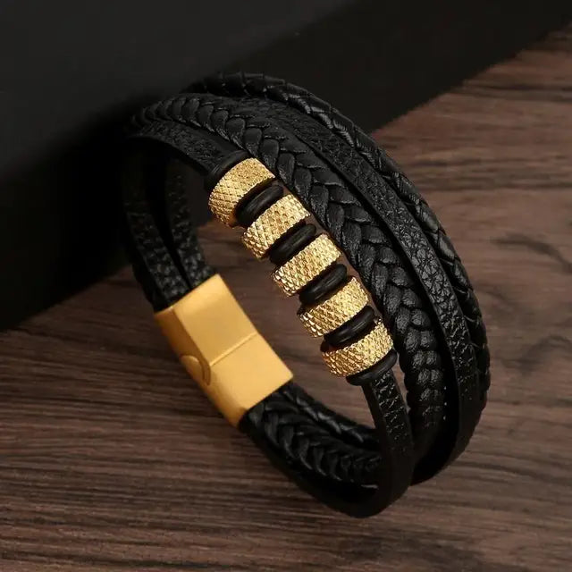 New Style Classic Men's Leather Bracelet Hand Woven Multilayer Combination Accessory Fashion Men Jewelry Wholesale Dropshipping