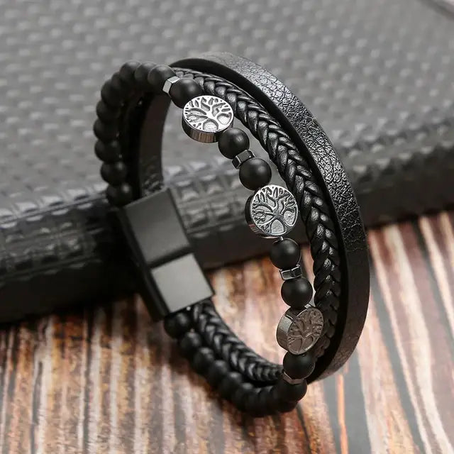 New Style Classic Men's Leather Bracelet Hand Woven Multilayer Combination Accessory Fashion Men Jewelry Wholesale Dropshipping