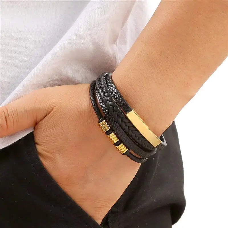 New Style Classic Men's Leather Bracelet Hand Woven Multilayer Combination Accessory Fashion Men Jewelry Wholesale Dropshipping