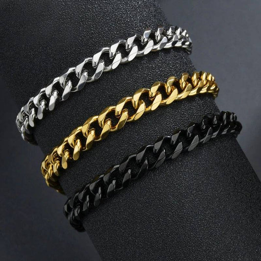 Bracciali in acciaio inossidabile di alta qualità per uomo colore bianco Punk Curb braccialetti a catena a maglia cubana sulla tendenza dei regali dei gioielli della mano