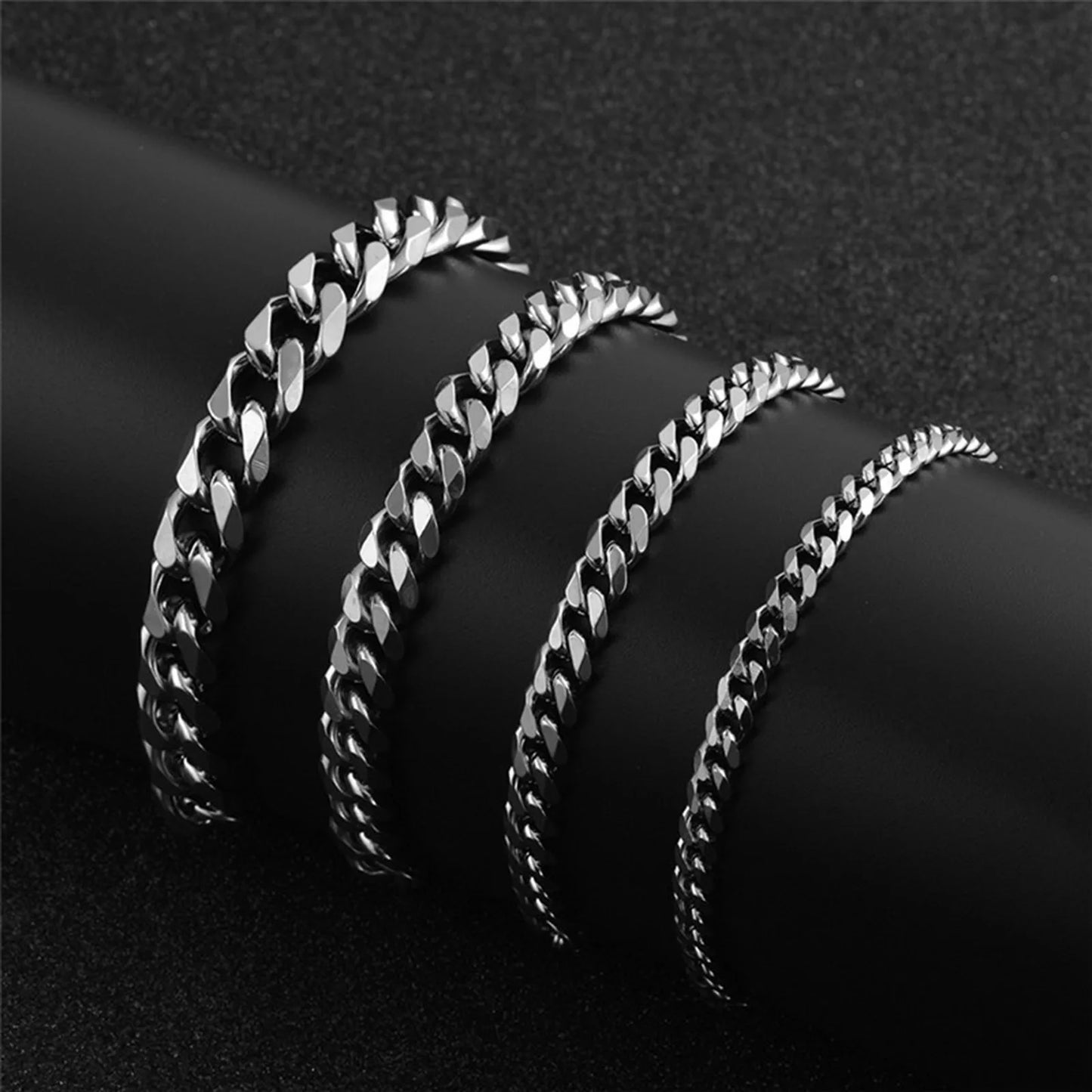 High Quality Stainless Steel Bracelets for Men White Color Punk Curb Cuban Link Chain Bracelets on the Hand Jewelry Gifts Trend