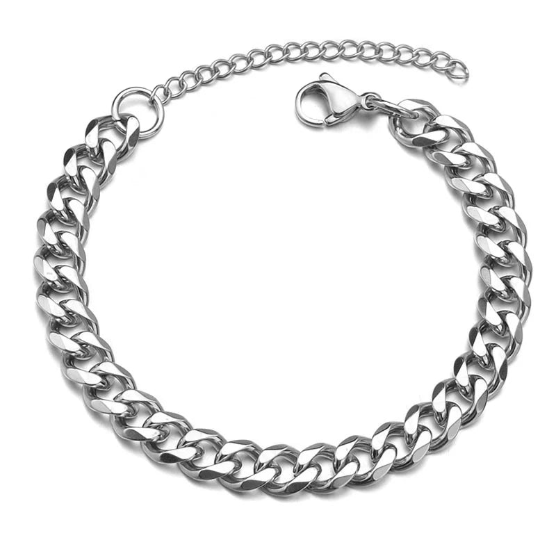 High Quality Stainless Steel Bracelets for Men White Color Punk Curb Cuban Link Chain Bracelets on the Hand Jewelry Gifts Trend