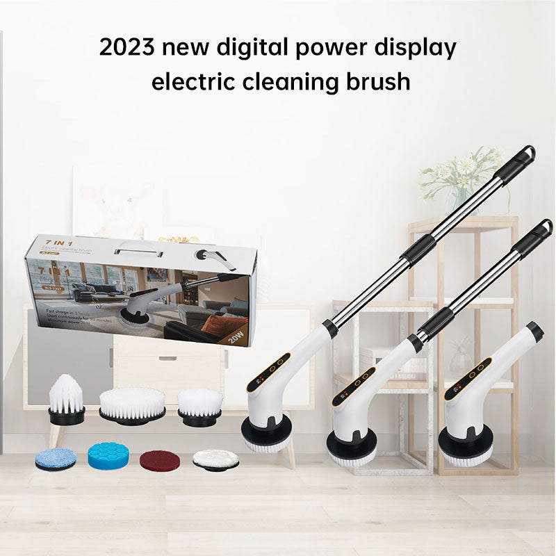 Seven-in-one Wireless Multi-function Cleaning Brush Long Handle Retractable Bathroom Toilet Floor Brush