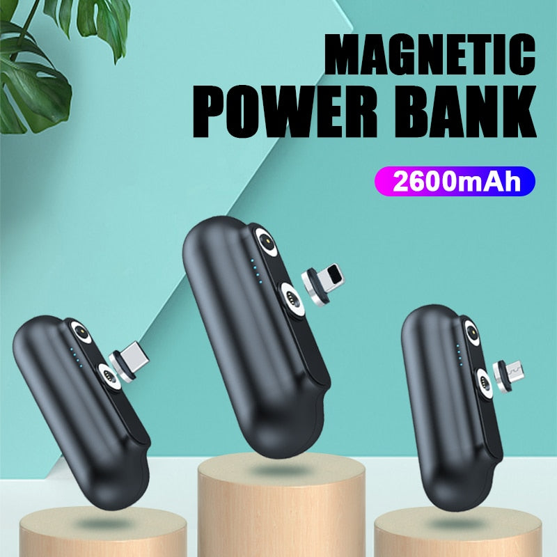 Für iPhone 12 Magnetische Power Bank 2600 mAh Mini Magnet Ladegerät Power Bank Für Xiaomi Notfall Tragbare Magnetische Externe Batterie