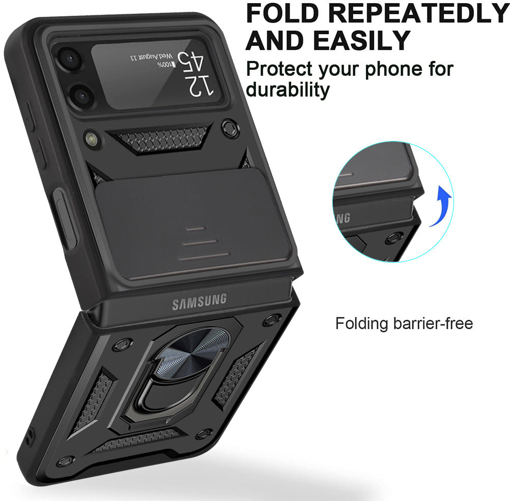 Geeignet für Samsung Galaxy Z Flip3 Telefon Shell Schutzhülle Anti-Fall Magnetische Ring Halterung Handy Abdeckung