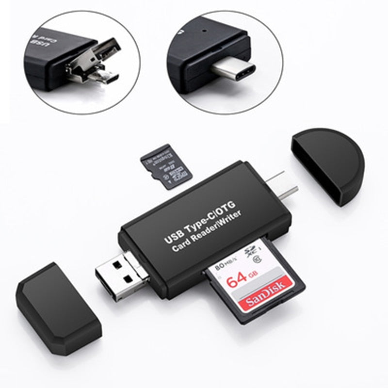 Typ C &amp; Micro-USB &amp; USB 3-in-1-OTG-Kartenleser, Hochgeschwindigkeits-USB2.0-Universal-OTG-TF/SD für Android-Computer-Erweiterungs-Header