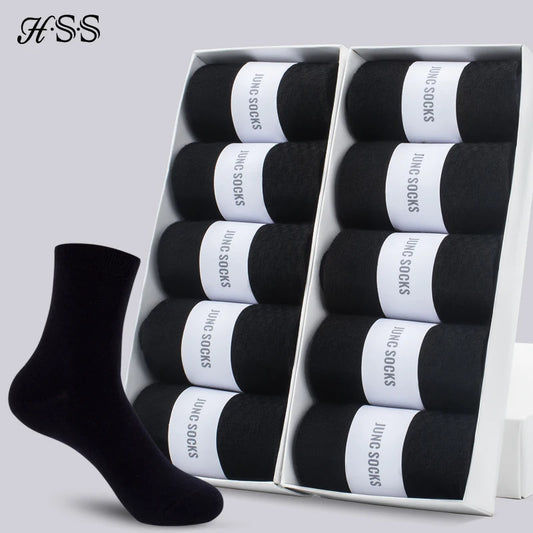 HSS Brand Men's Cotton Socks New Style Winter Summer Soft Breathable Black Business Men Socks for Plus Size Male Socks (6.5-14)