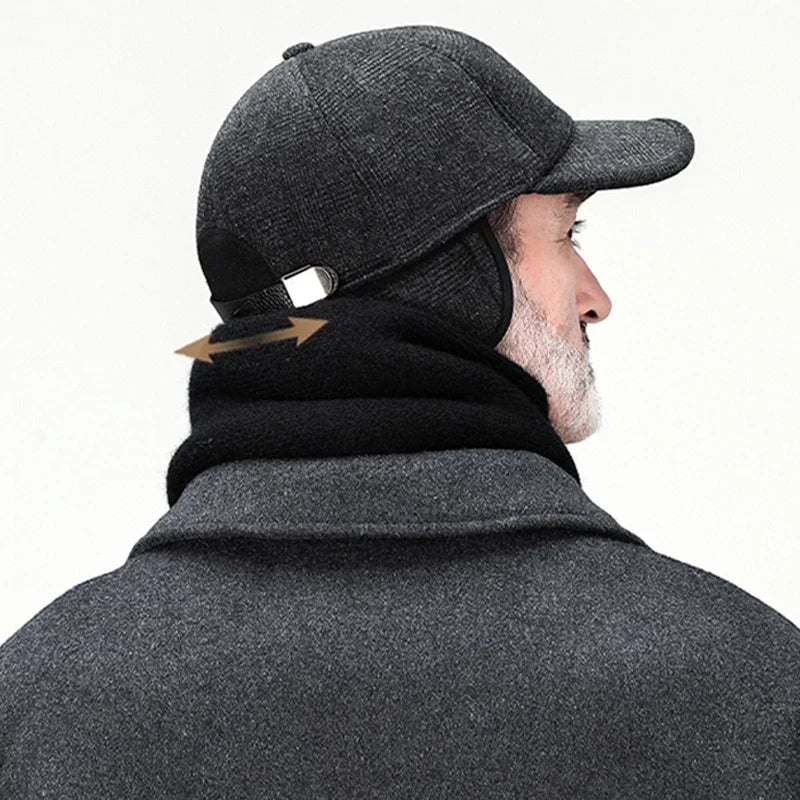 Cappelli lavorati a maglia di lana con protezione per le orecchie da uomo berretti da Baseball per papà caldi invernali addensare paraorecchie copertura cappello Snapback in cotone addensato