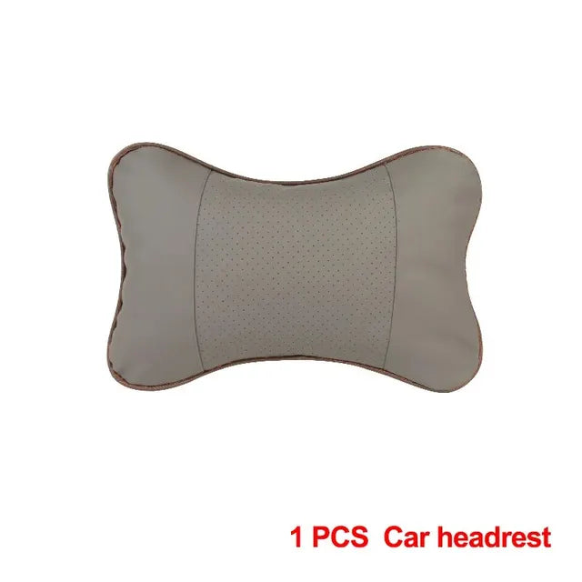 Car Neck Pillows Both Side Pu Leather 1pcs Pack Headrest For Head Pain Relief Filled Fiber Universal Car Pillow