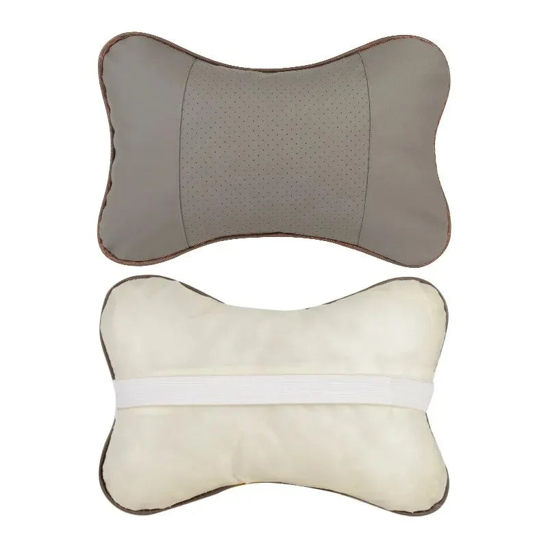 Car Neck Pillows Both Side Pu Leather 1pcs Pack Headrest For Head Pain Relief Filled Fiber Universal Car Pillow