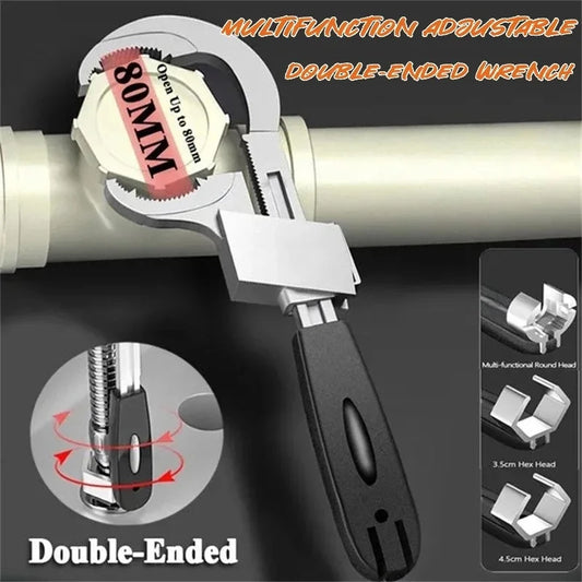 Universal Adjustable Double Ended Bathroom Wrench Multifunctional Aluminum Alloy Open Wrench Bathroom Repair Manual Tool