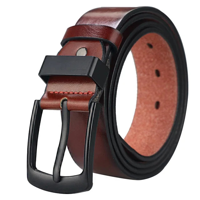 Cintura Casual Vintage da uomo Maikun cintura larga in pelle Versatile per studenti con fibbia ad ardiglione nera