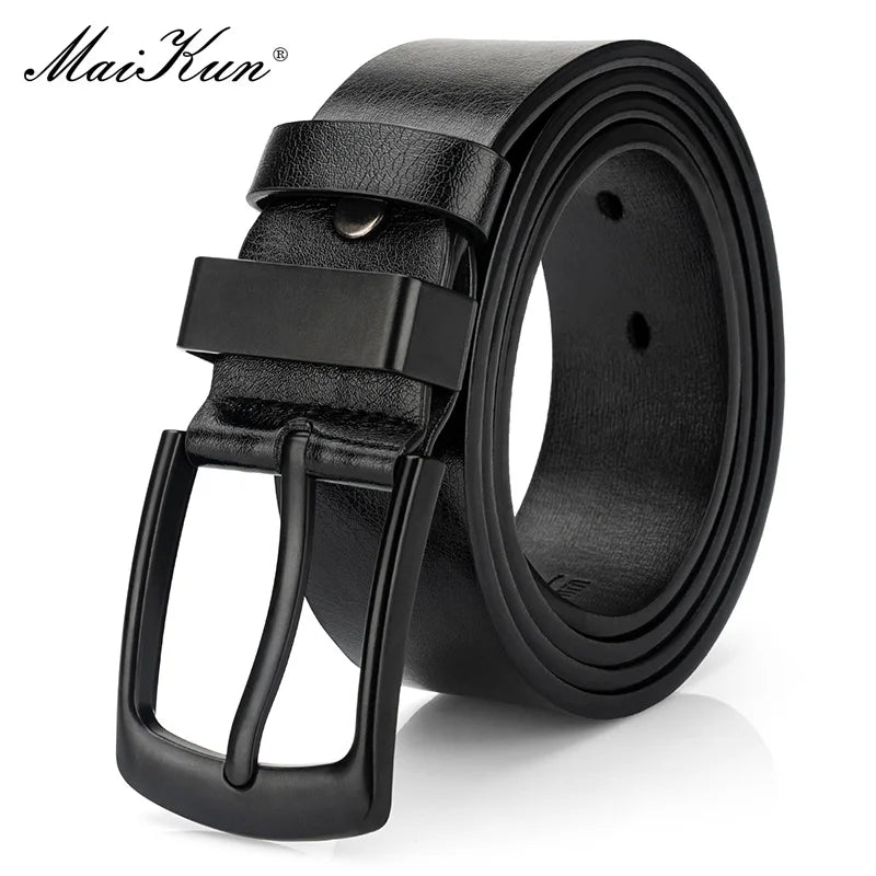 Maikun Men's Vintage Casual Belt Wide Leather Belt Versatile for Students with Black Pin Buckle