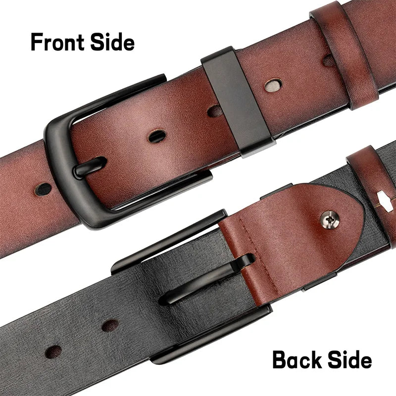 Cintura Casual Vintage da uomo Maikun cintura larga in pelle Versatile per studenti con fibbia ad ardiglione nera
