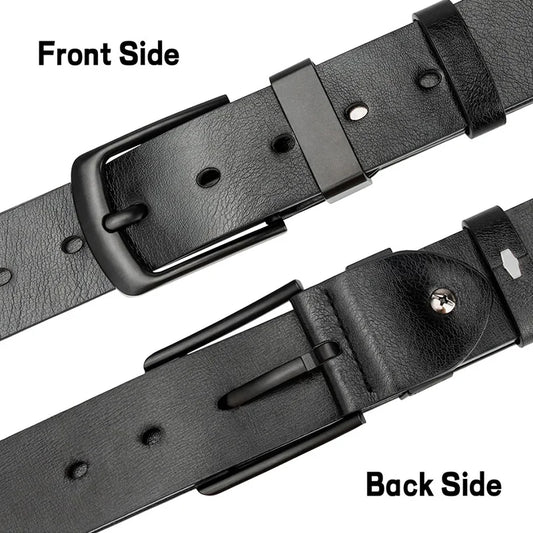 Cintura Casual Vintage da uomo Maikun cintura larga in pelle Versatile per studenti con fibbia ad ardiglione nera