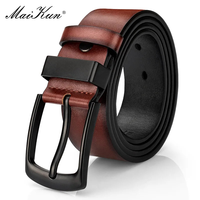Cintura Casual Vintage da uomo Maikun cintura larga in pelle Versatile per studenti con fibbia ad ardiglione nera
