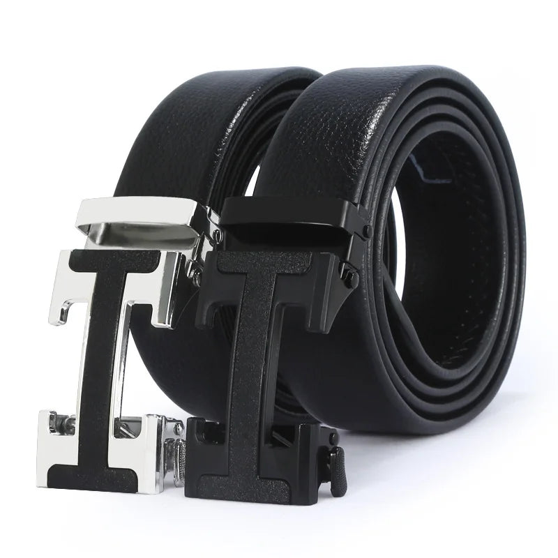 Cowhide Leather Belt Men Quality Luxury Leather Belts for Men Strap Metal Automatic Buckle Business Casual Luxury Men Belts