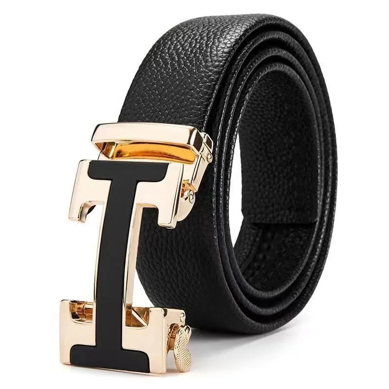 Cowhide Leather Belt Men Quality Luxury Leather Belts for Men Strap Metal Automatic Buckle Business Casual Luxury Men Belts