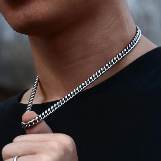 ASONSTEEL Cuban Chain Necklace for Men Women Stainless Steel Link Chain Chokers Punk Vintage Gold Color Solid Metal Chokers