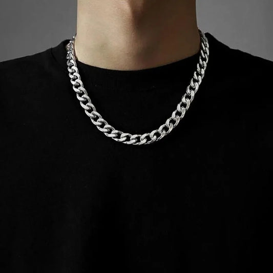 Hip Hop Long Stainless Steel Chain Necklace for Women Men on Neck Fashion Jewelry Accessories Gift Choker Silver Color