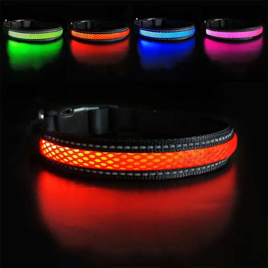 Collare per cani a LED in maschera prodotti per animali domestici luminosi di sicurezza elegante collana con bagliore lampeggiante accessori per cani da compagnia riflettenti impermeabili