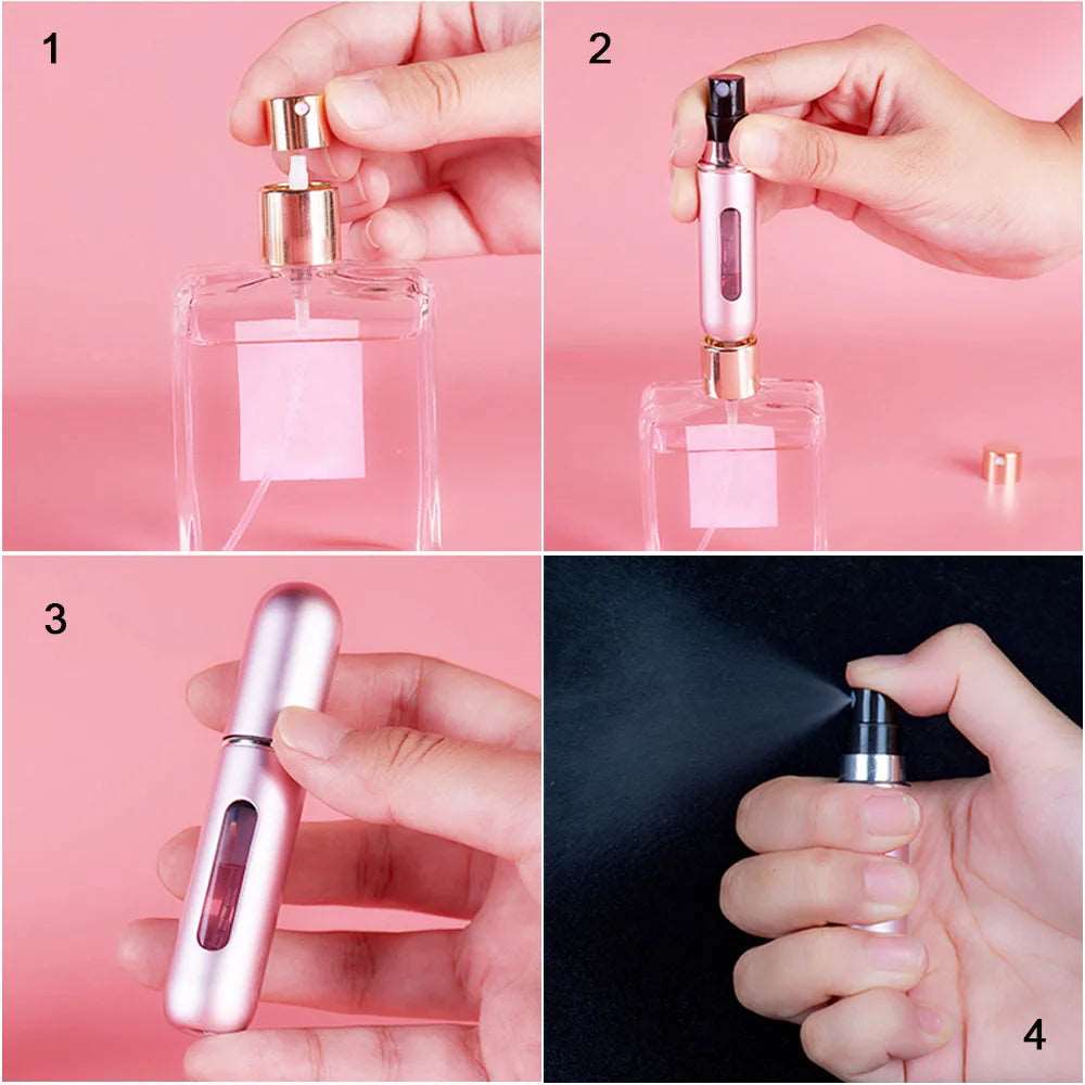 Contenitore liquido portatile per atomizzatore di profumo da 8/5ml per cosmetici che viaggiano Mini flacone riutilizzabile vuoto di Alcochol Spray in alluminio