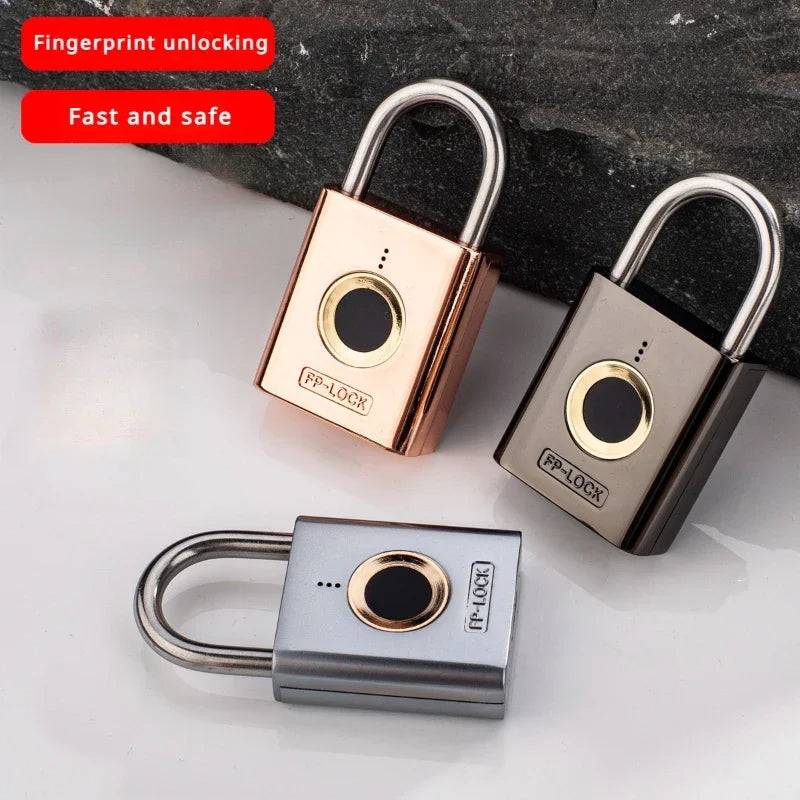 Convenient Fingerprint Lock Padlock Unlock with One Touch, Heavy Duty Weatherproof Portable Security Lock for School,  Outdoor